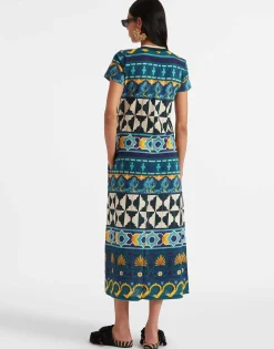 Sporty Swing DressCasareale Barr&eacute; Plac&egrave;e Emerald in Cotton Jersey