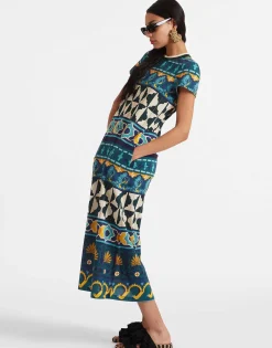 Sporty Swing DressCasareale Barr&eacute; Plac&egrave;e Emerald in Cotton Jersey