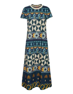 Sporty Swing DressCasareale Barr&eacute; Plac&egrave;e Emerald in Cotton Jersey