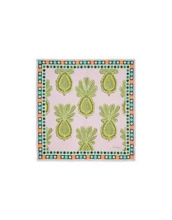 Square ScarfBig Pineapple Pink in Cotton/Silk