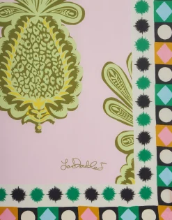 Square ScarfBig Pineapple Pink in Cotton/Silk