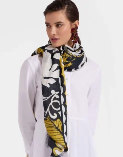 Square ScarfMarea Black & White in Modal Silk