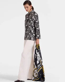 Square ScarfMarea Black & White in Modal Silk