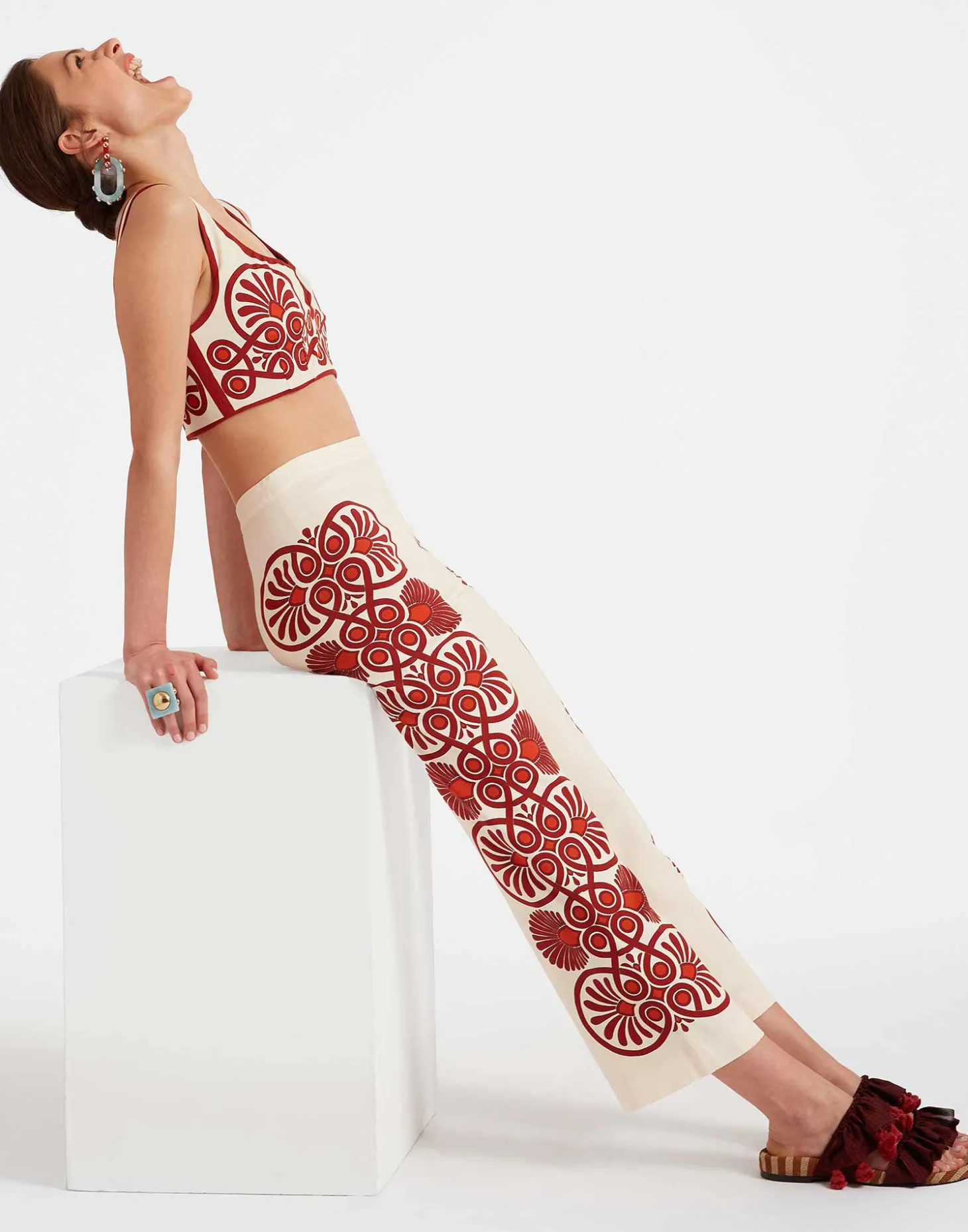 Stretch PantsMedallion Placée Cream in Envers Satin