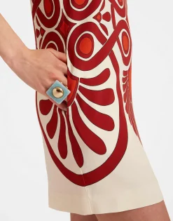 Stretch TunicMedallion Plac&eacute;e Cream in Envers Satin