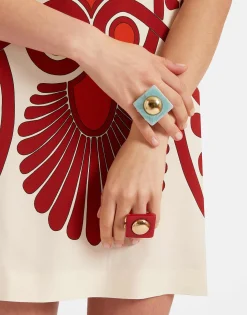 Stretch TunicMedallion Plac&eacute;e Cream in Envers Satin