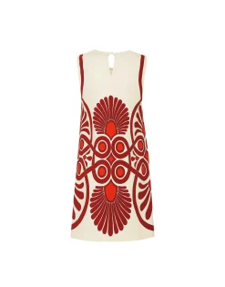 Stretch TunicMedallion Plac&eacute;e Cream in Envers Satin