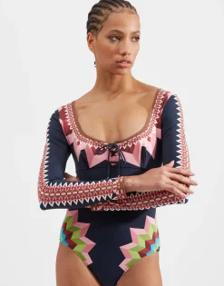 Sunset SuitSunset Navy Plac&eacute;e in Lycra