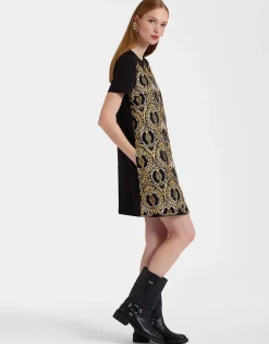 Super Mini Swing DressSolid Black in Techno Cady