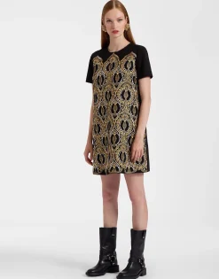 Super Mini Swing DressSolid Black in Techno Cady