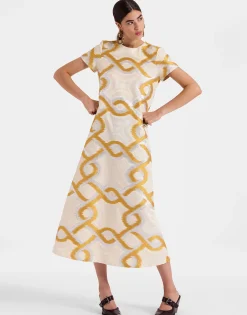 Super Swing DressTackle Gold in Jacquard