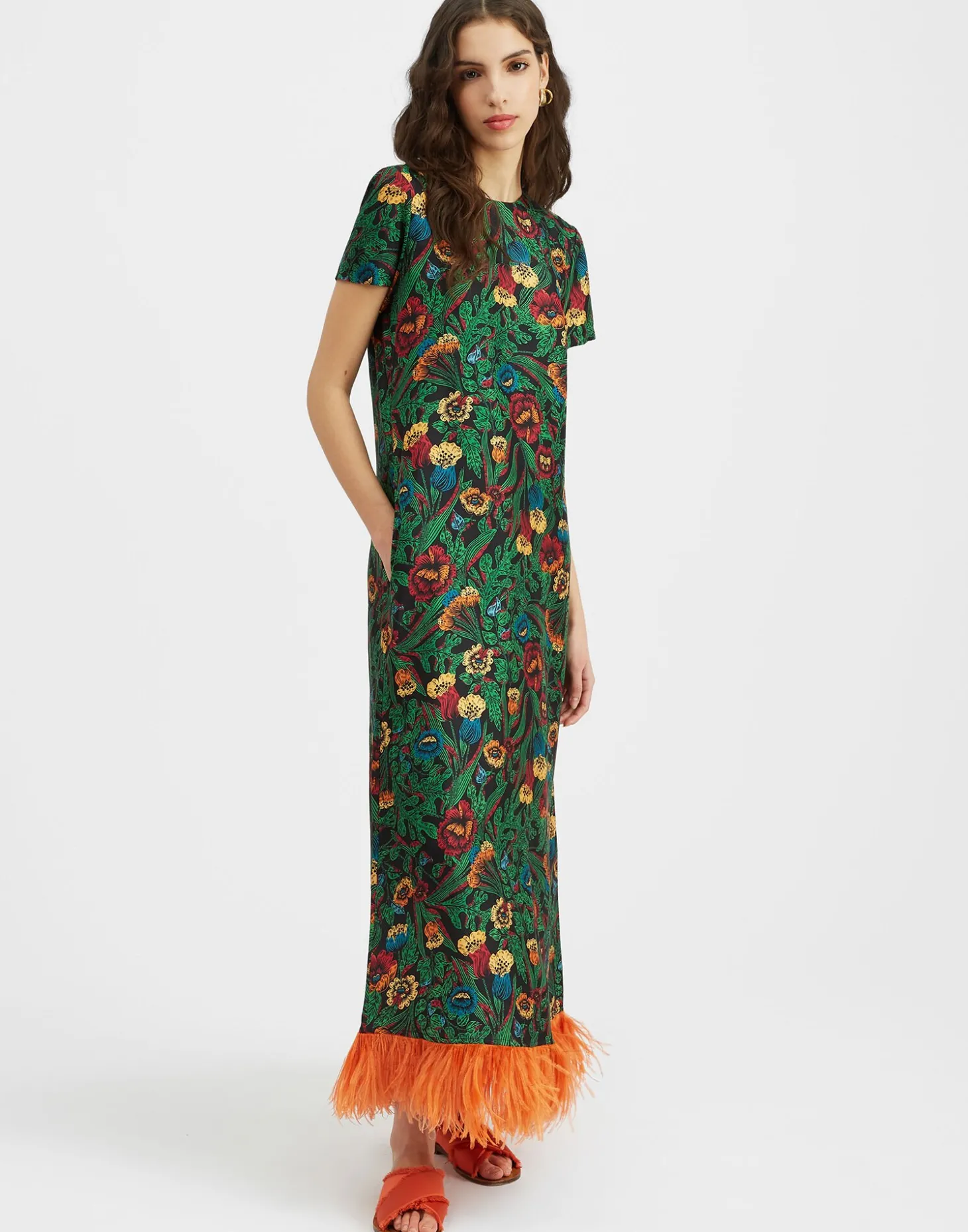 Swing Dress (With Feathers)Night Garden in Silk Twill