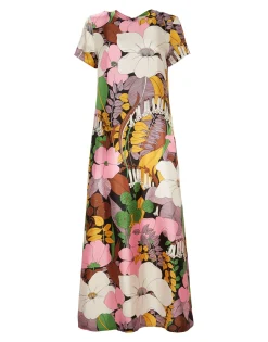Swing DressBig Flower in Silk Twill