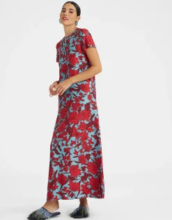 Swing DressLilium Turchese in Silk Twill