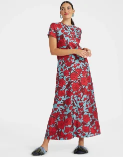 Swing DressLilium Turchese in Silk Twill