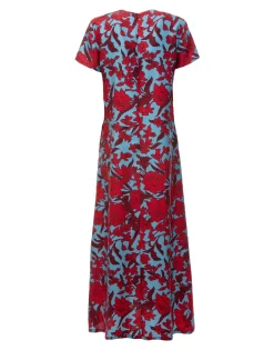 Swing DressLilium Turchese in Silk Twill