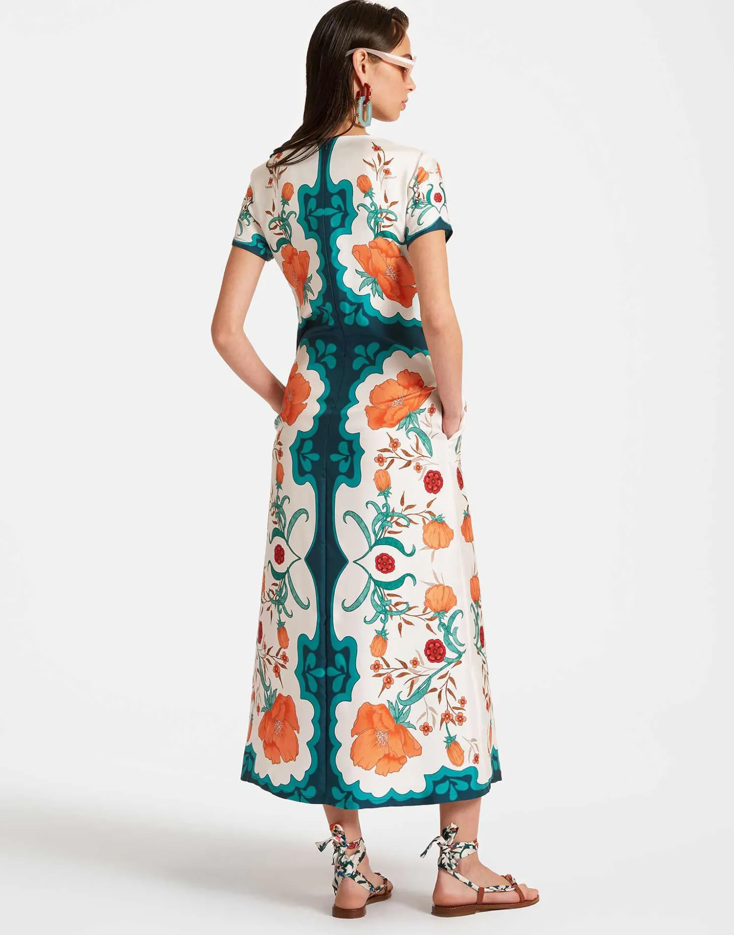 Swing DressMorpheus Placée Orange in Silk Twill