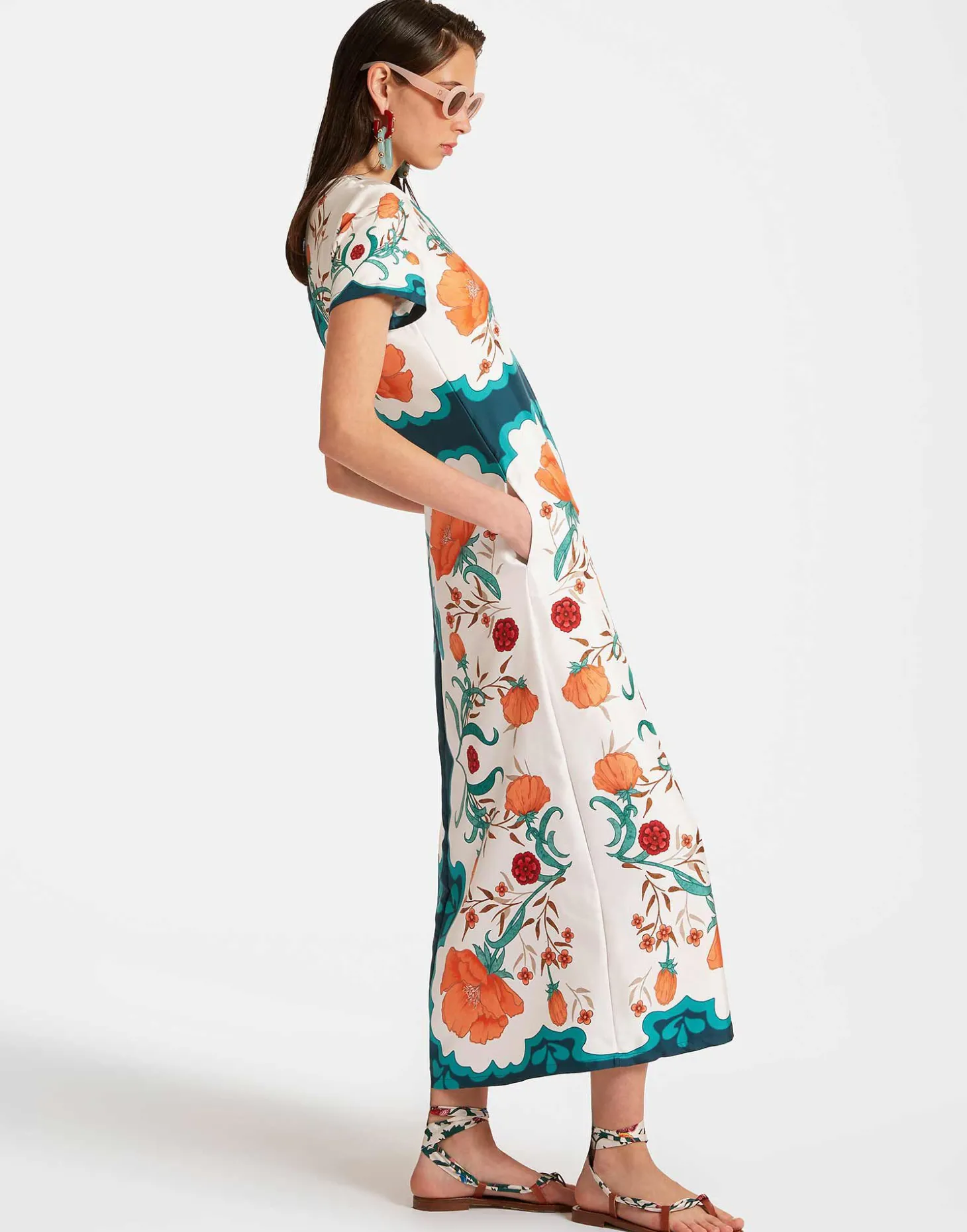 Swing DressMorpheus Placée Orange in Silk Twill