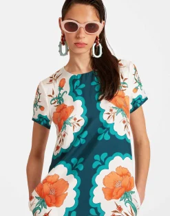 Swing DressMorpheus Placée Orange in Silk Twill