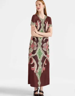 Swing DressPortal Placée Brown in Silk Twill