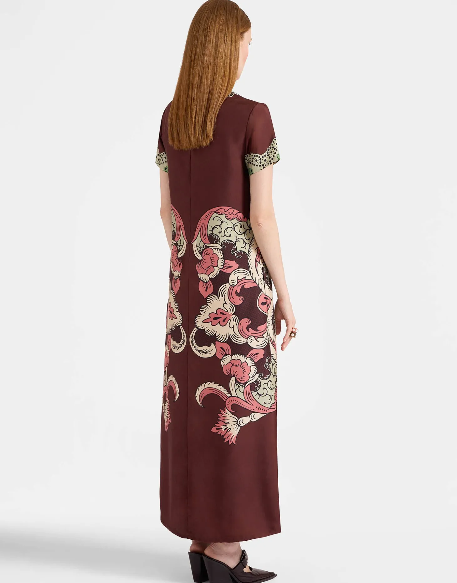 Swing DressPortal Placée Brown in Silk Twill