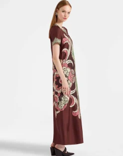 Swing DressPortal Placée Brown in Silk Twill