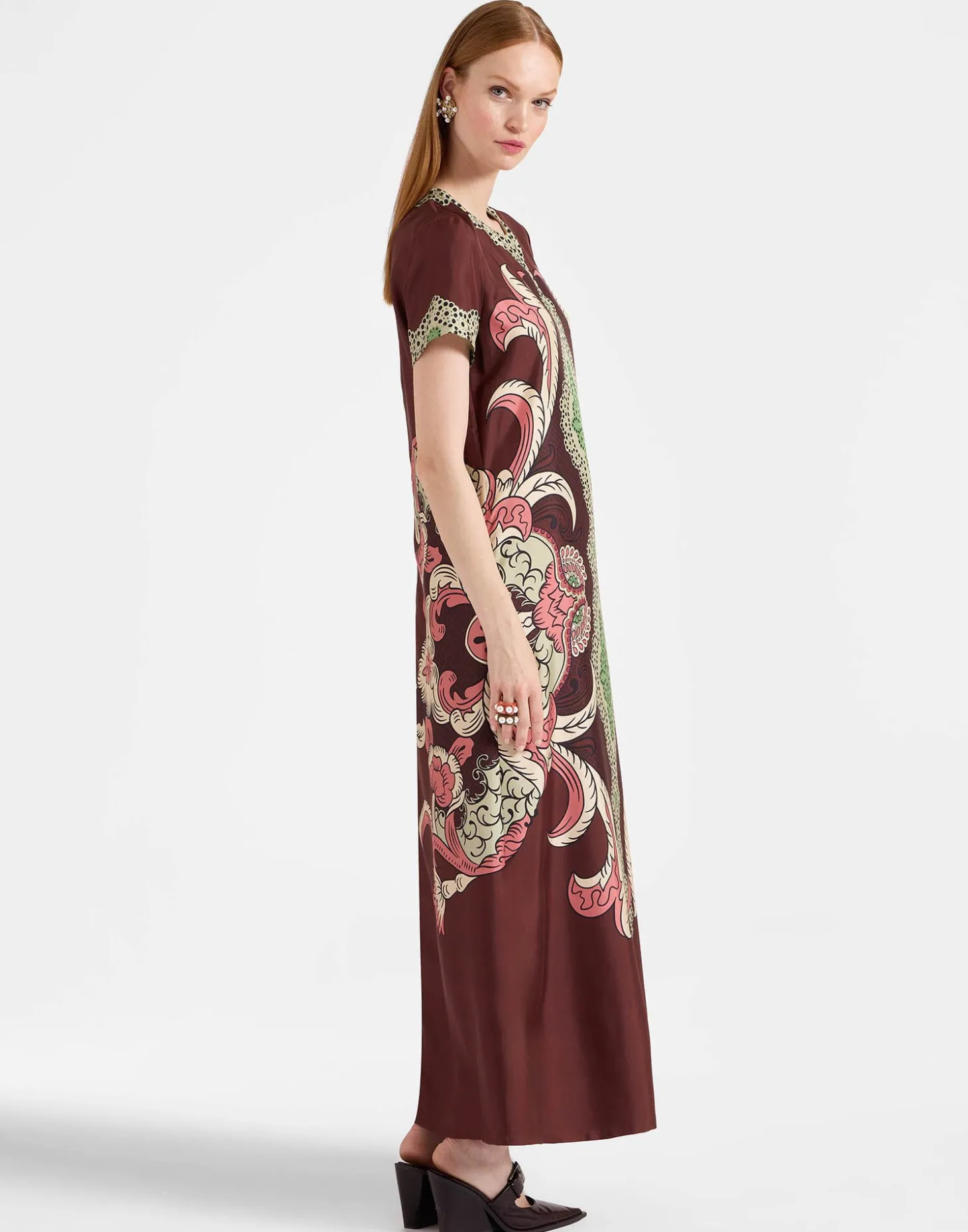 Swing DressPortal Placée Brown in Silk Twill