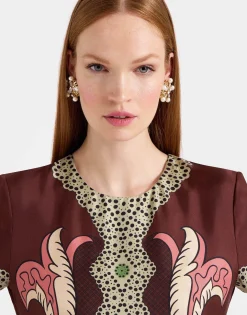 Swing DressPortal Placée Brown in Silk Twill