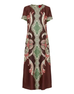 Swing DressPortal Placée Brown in Silk Twill