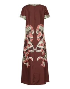 Swing DressPortal Plac&eacute;e Brown in Silk Twill