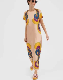 Swing DressRainbow Swirl Rosa Plac&eacute;e in Twill Silk