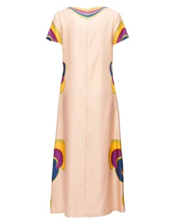 Swing DressRainbow Swirl Rosa Plac&eacute;e in Twill Silk