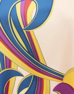 Swing DressRainbow Swirl Rosa Placée in Twill Silk