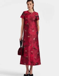 Swing DressRuby Red in Jacquard