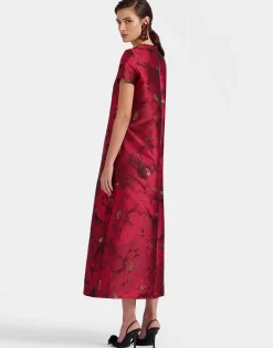 Swing DressRuby Red in Jacquard