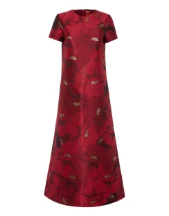 Swing DressRuby Red in Jacquard