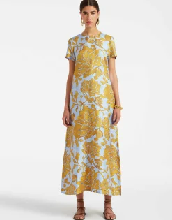 Swing DressTangle Light Blue in Silk Twill