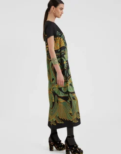 Swing DressThe Nile Plac&eacute;e Black in Silk Twill