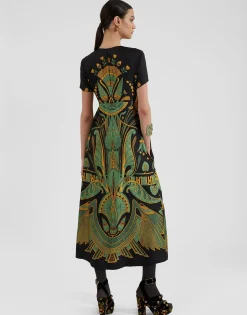 Swing DressThe Nile Plac&eacute;e Black in Silk Twill