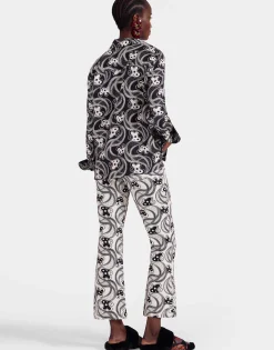 The Cropped Flare JeanAperol Black & White in Cotton Drill