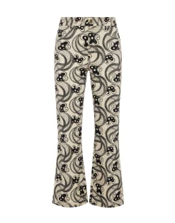 The Cropped Flare JeanAperol Black & White in Cotton Drill