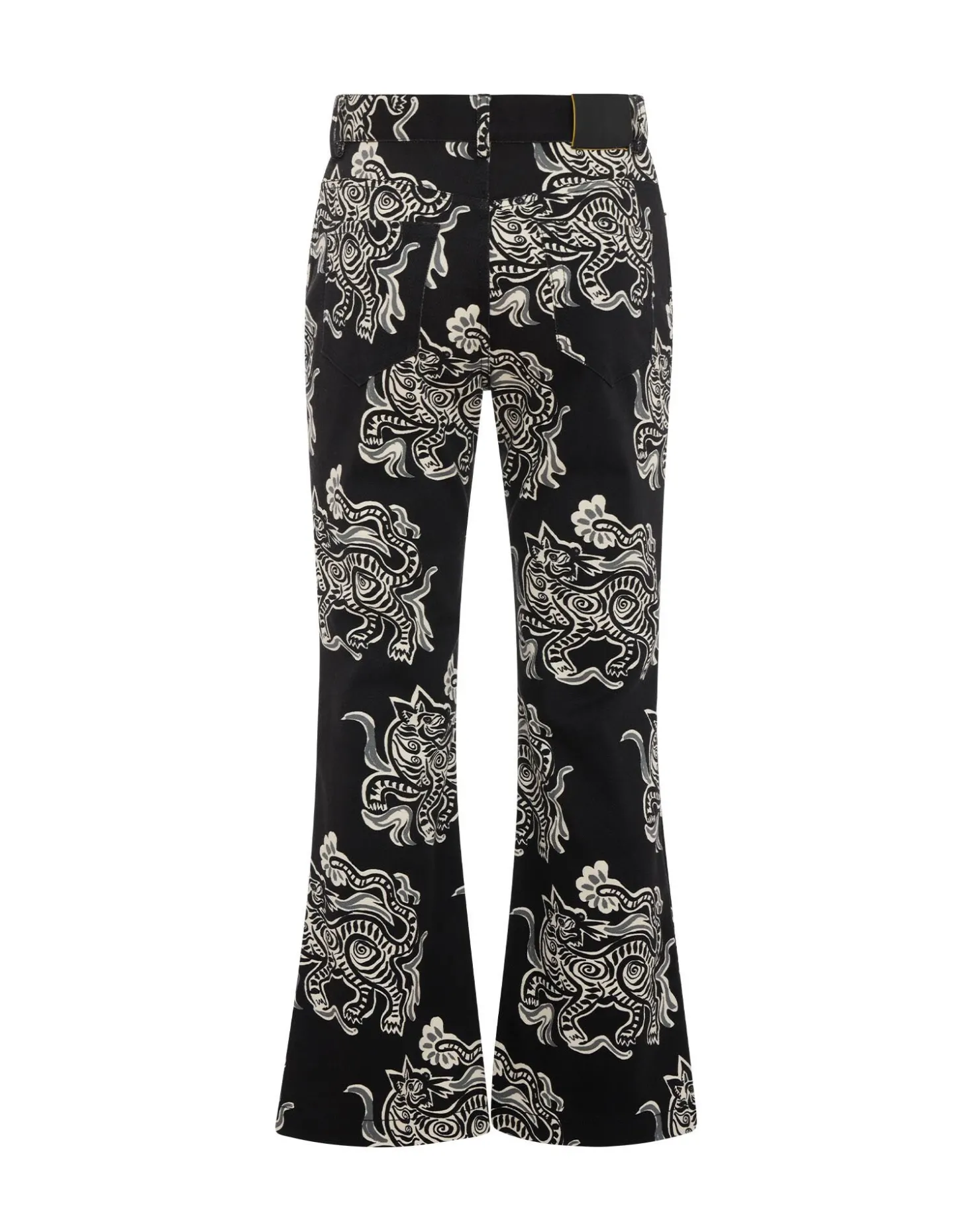 The Cropped Flare JeanCrazy Tigers Black & White in Cotton Drill