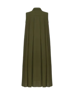 Tootsie DressSolid Camouflage in Crisp Poplin With Lacey Ribbons