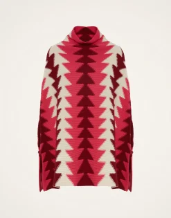 Trine CapeBordeaux in Wool Intarsia