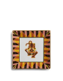 Trinket Tray (15X15)Tiger in Porcelain