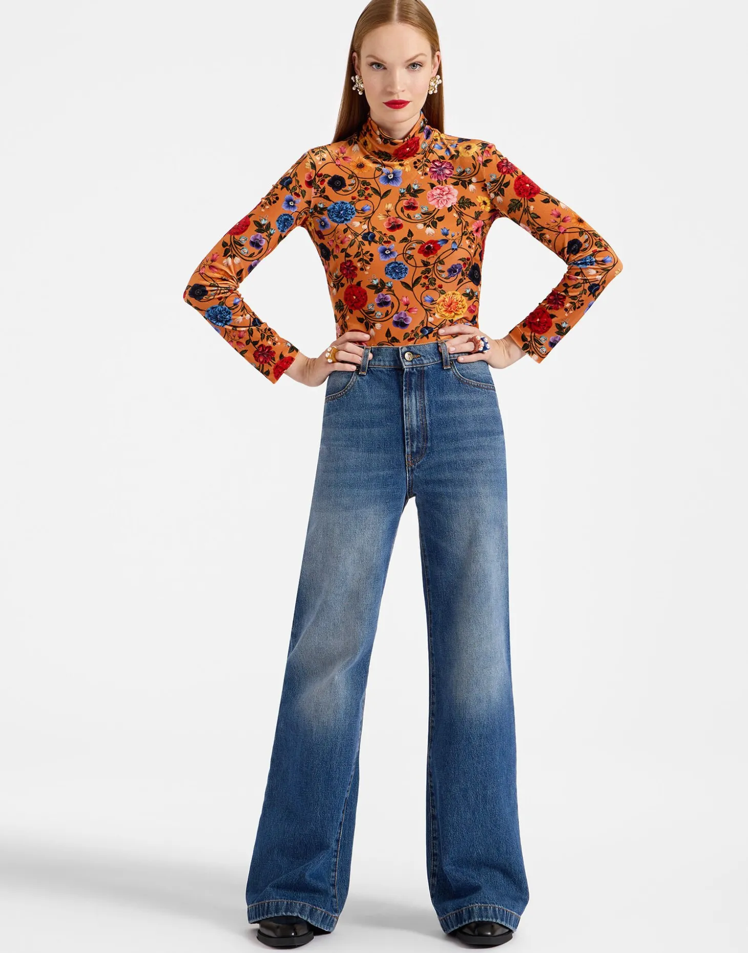 TurtleneckBotticelli Rust in Velvet Stretch