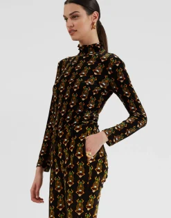 TurtleneckScarab Black in Stretch Velvet