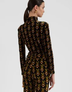 TurtleneckScarab Black in Stretch Velvet