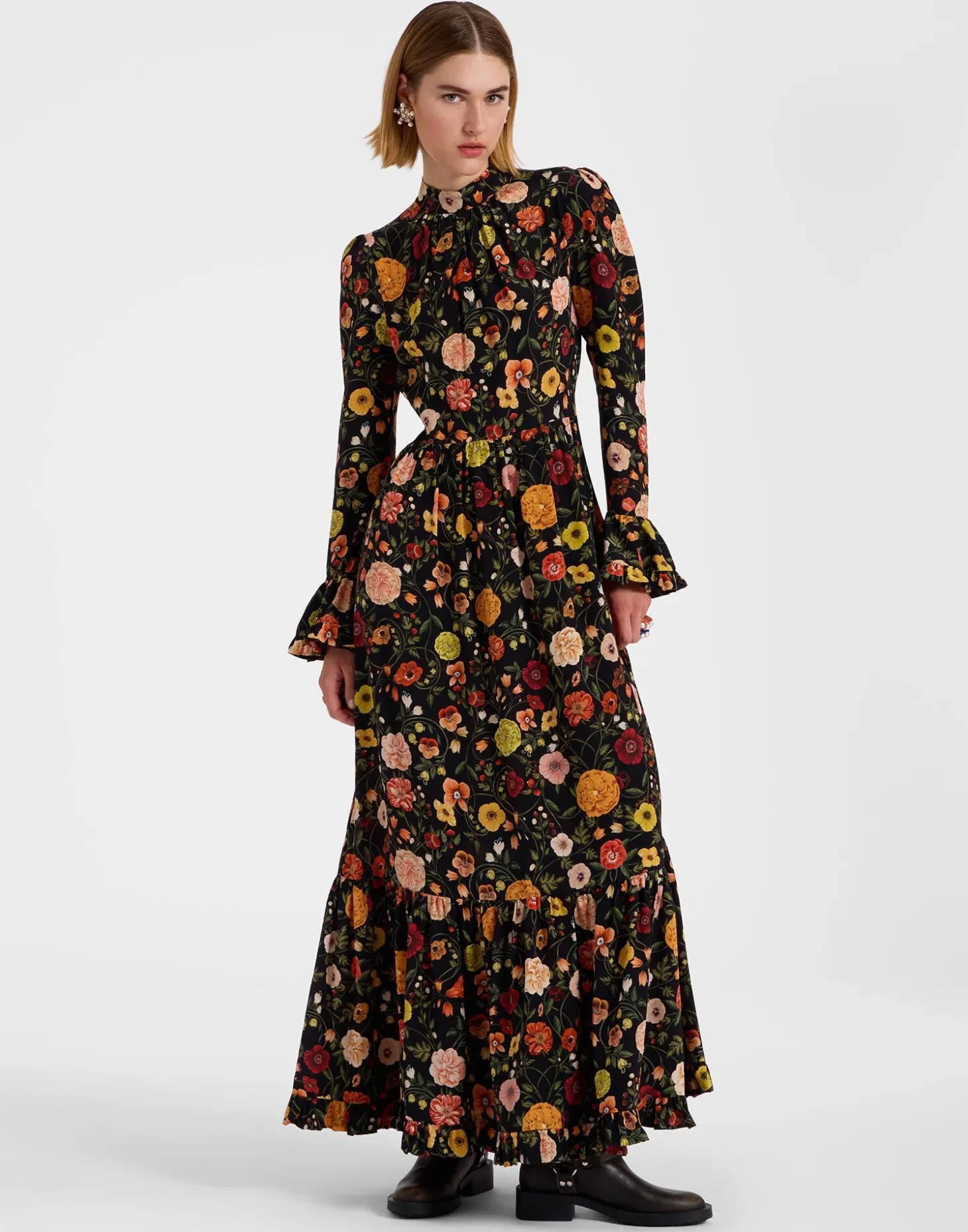 Visconti DressBotticelli Black in Crepe De Chine Silk