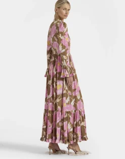 Visconti DressSylph Khaki in Crepe De Chine Silk